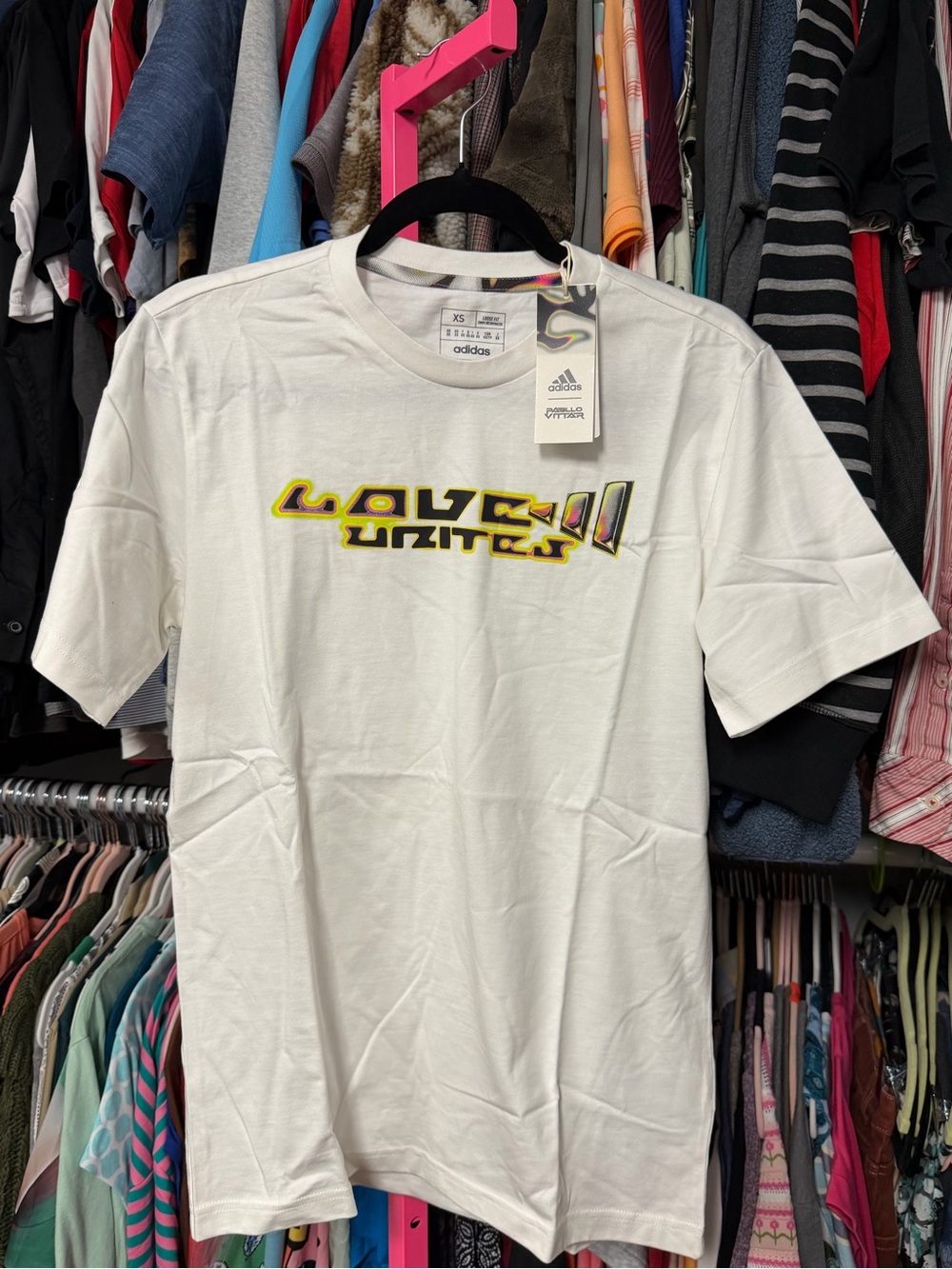 adidas Pabllo Vittar t-shirt men’s size XS PRIDE collab love unites white $35